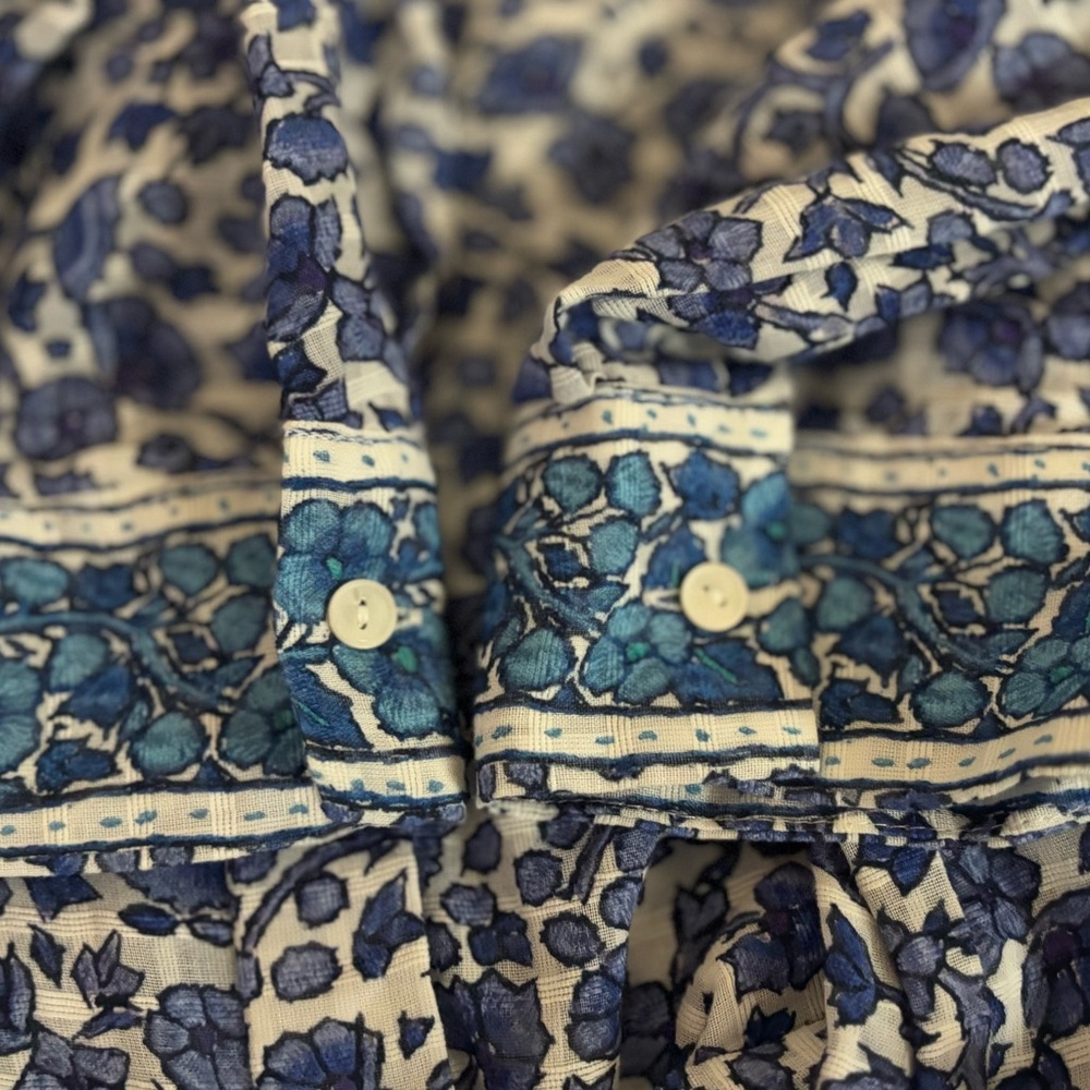 Kobi Halperin Blue Floral Tie-Waist Long Sleeve Midi  Dress - Picture 9 of 10